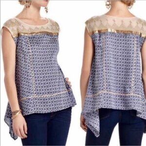 Anthropologie Floreat Top Sequin Branched Copper